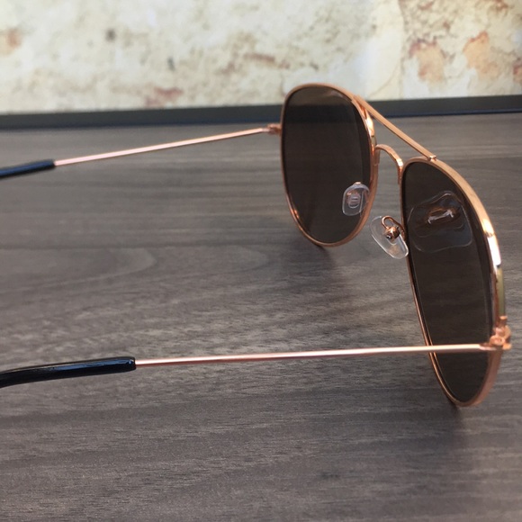 New Unisex Rose Gold Wire Frame Aviator Sunglasses - Picture 5 of 6